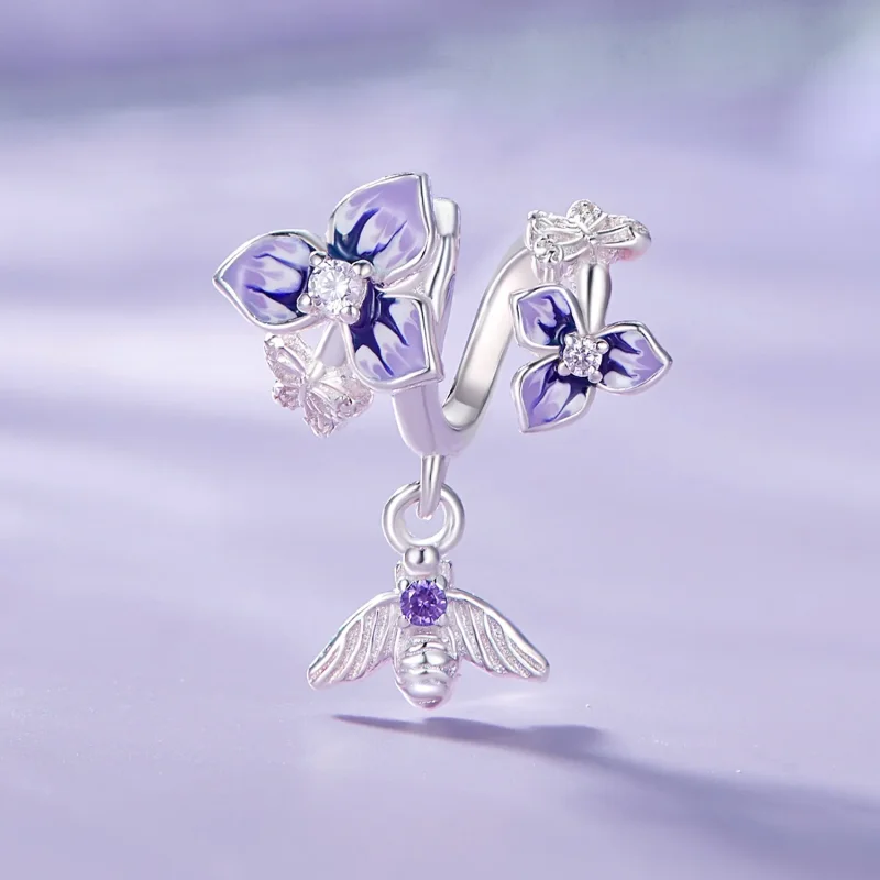 (immagine per) Pendente a fiore di pensiero stile Pandora - SCC2584 - Visualizza 2