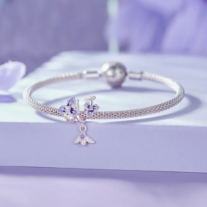 (immagine per) Pendente a fiore di pensiero stile Pandora - SCC2584 - Visualizza 5