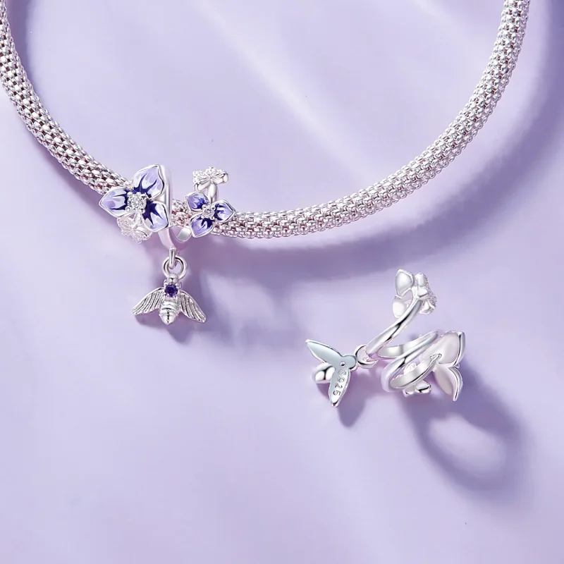 (immagine per) Pendente a fiore di pensiero stile Pandora - SCC2584 - Visualizza 6