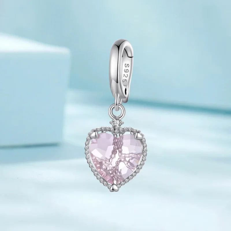 (immagine per) Pendente a forma di cuore rosa stile Pandora - SCC2594 - Visualizza 2