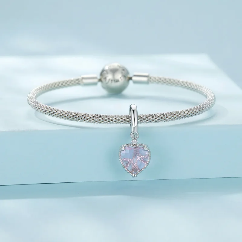 (immagine per) Pendente a forma di cuore rosa stile Pandora - SCC2594 - Visualizza 3
