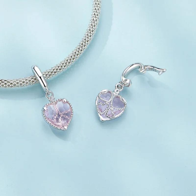 (immagine per) Pendente a forma di cuore rosa stile Pandora - SCC2594 - Visualizza 4