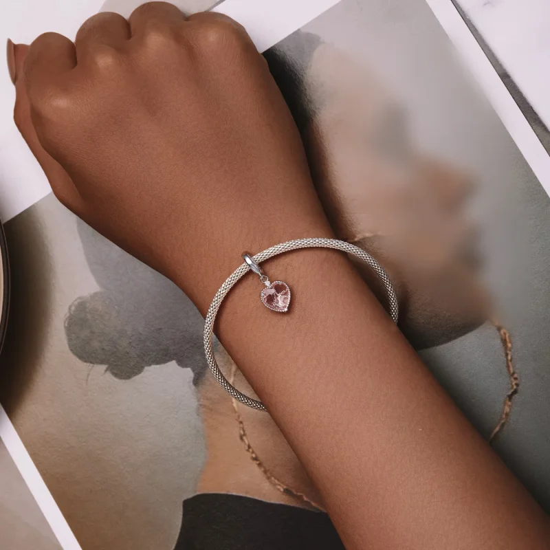 (immagine per) Pendente a forma di cuore rosa stile Pandora - SCC2594 - Visualizza 5