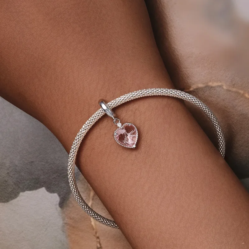 (immagine per) Pendente a forma di cuore rosa stile Pandora - SCC2594 - Visualizza 6
