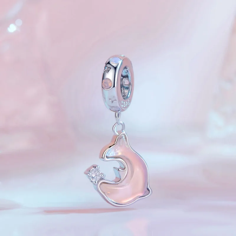 (immagine per) Pendente a forma di delfino rosa in stile Pandora - SCC2639 - Visualizza 2