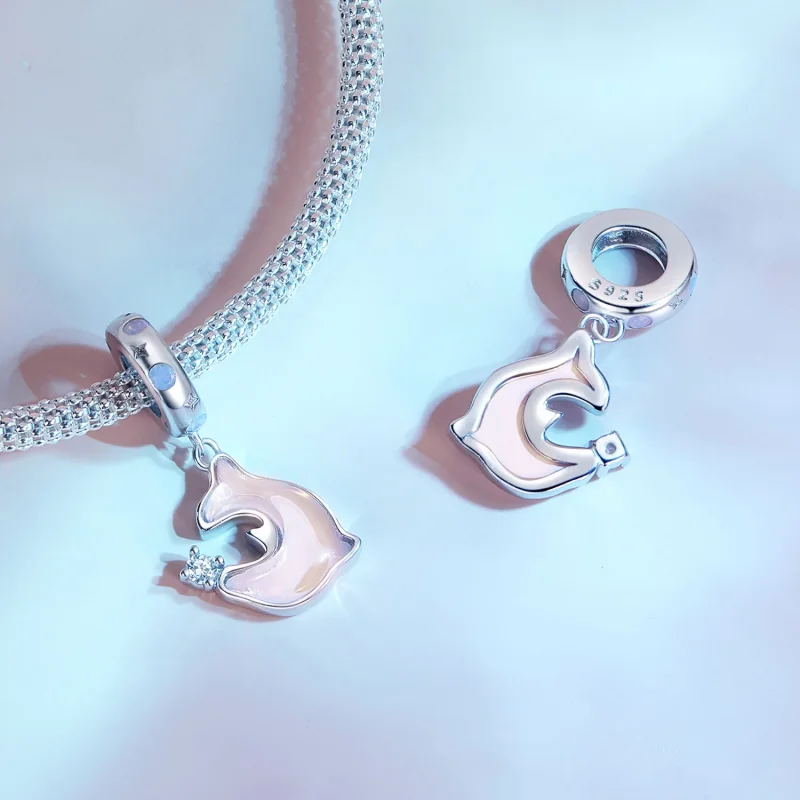 (immagine per) Pendente a forma di delfino rosa in stile Pandora - SCC2639 - Visualizza 4