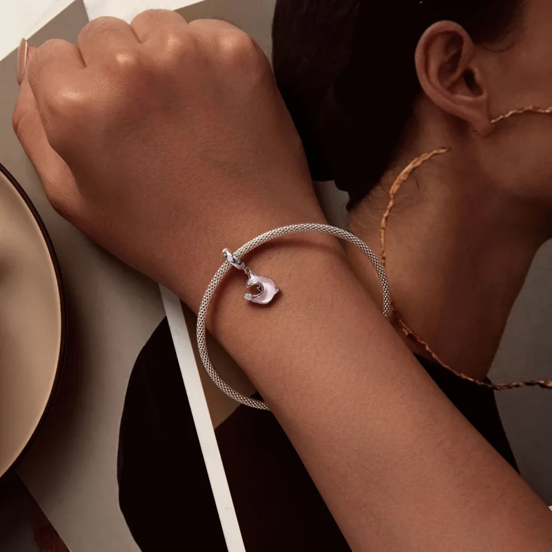 (immagine per) Pendente a forma di delfino rosa in stile Pandora - SCC2639 - Visualizza 5