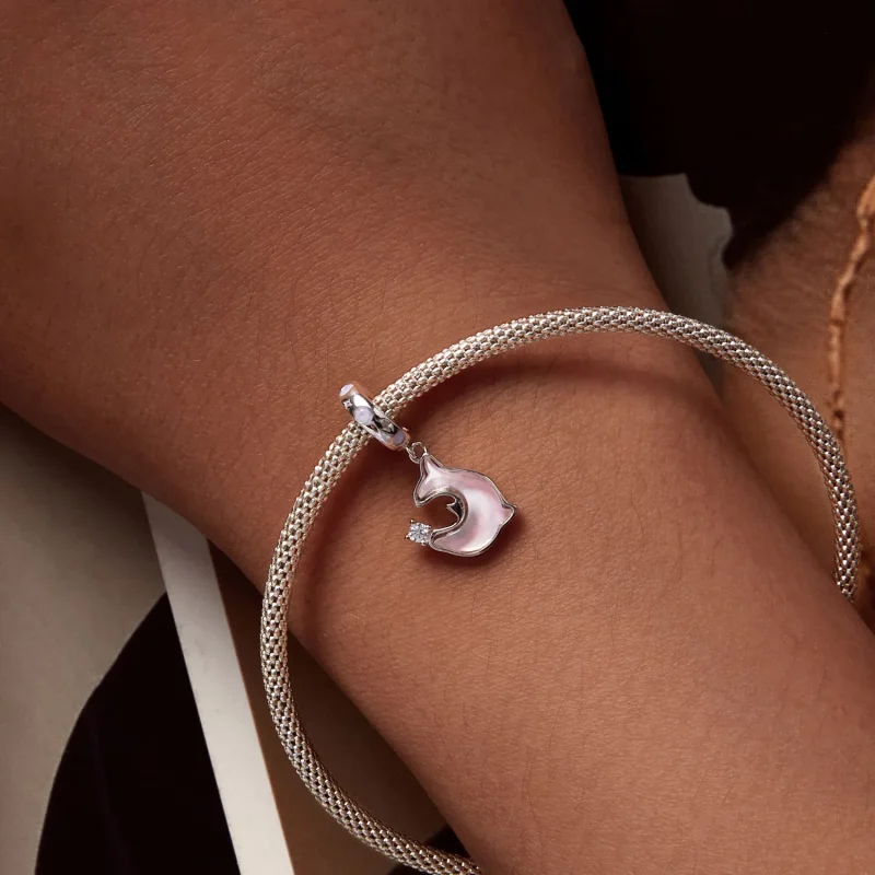 (immagine per) Pendente a forma di delfino rosa in stile Pandora - SCC2639 - Visualizza 6