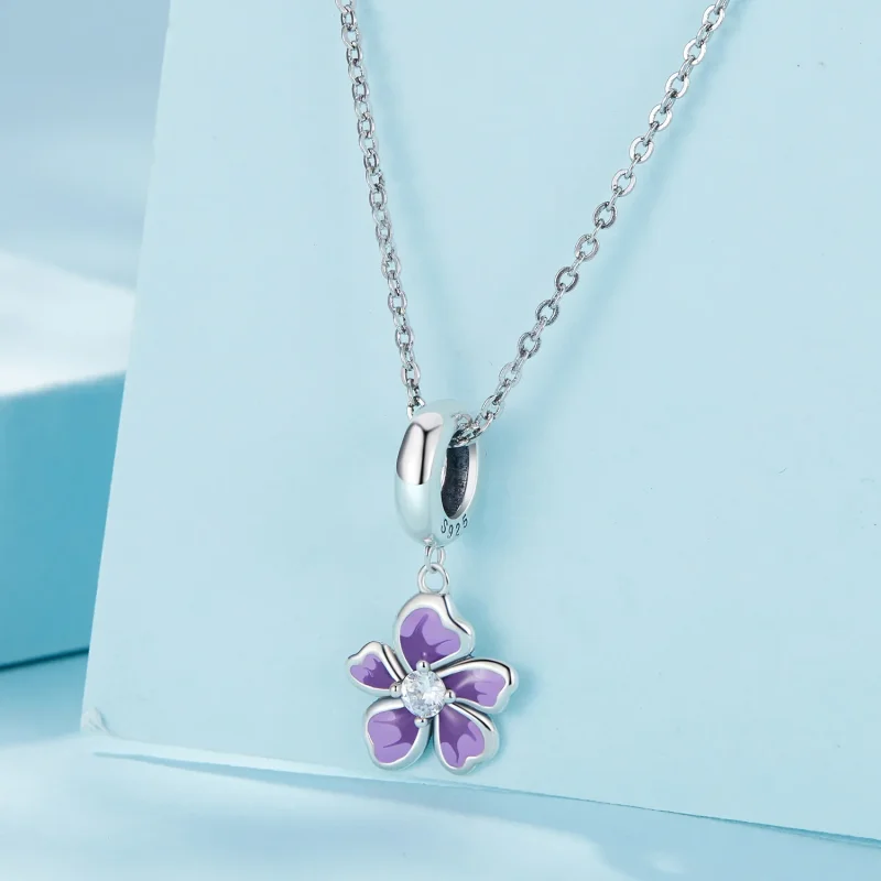 (immagine per) Pendente a forma di fiore viola stile Pandora - SCC2556 - Visualizza 2
