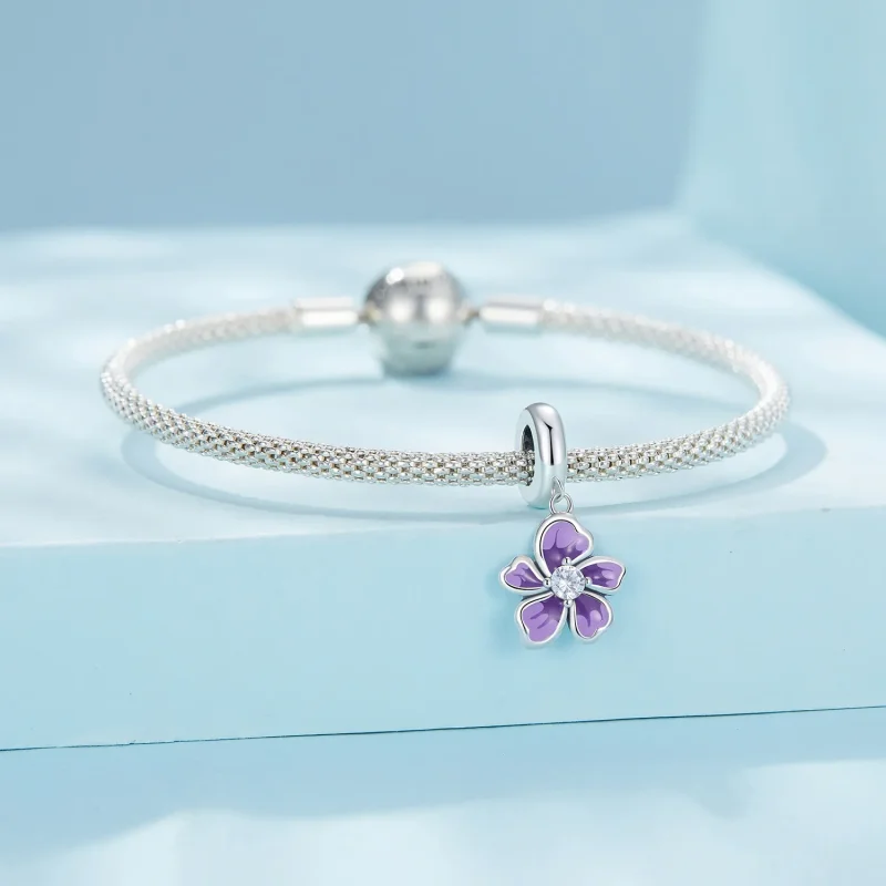 (immagine per) Pendente a forma di fiore viola stile Pandora - SCC2556 - Visualizza 3