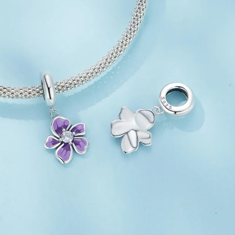 (immagine per) Pendente a forma di fiore viola stile Pandora - SCC2556 - Visualizza 4