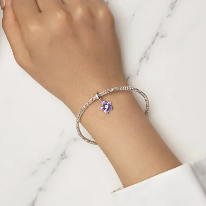 (immagine per) Pendente a forma di fiore viola stile Pandora - SCC2556 - Visualizza 5