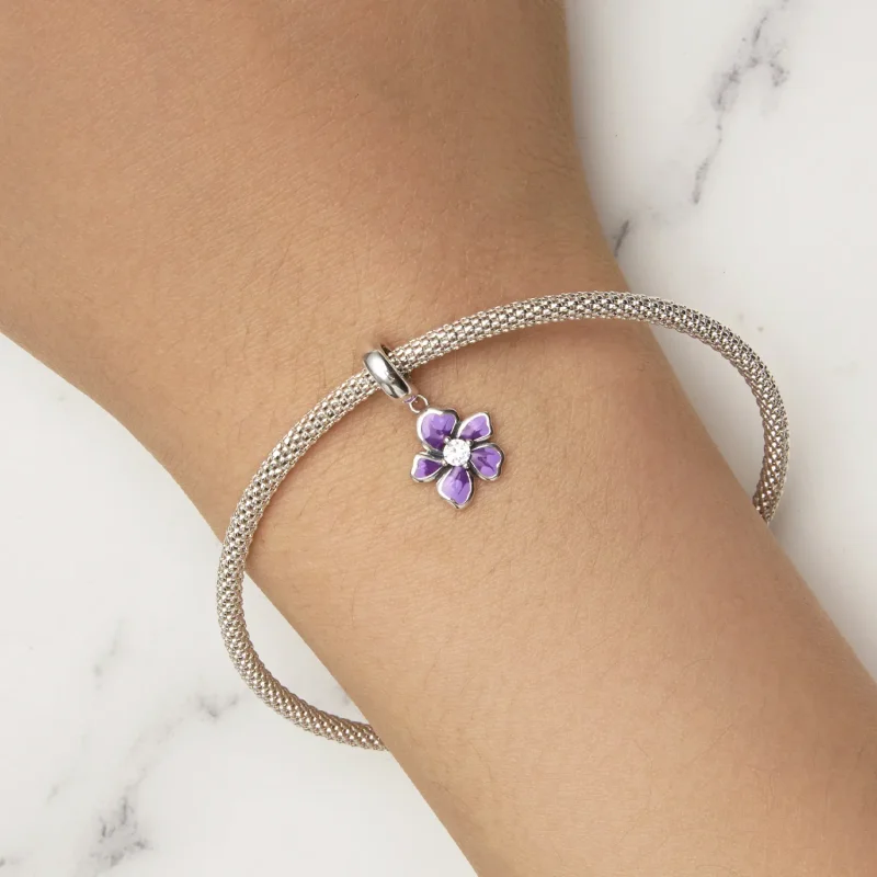 (immagine per) Pendente a forma di fiore viola stile Pandora - SCC2556 - Visualizza 6
