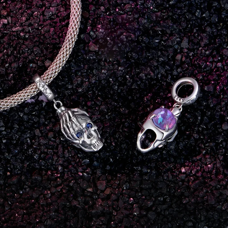 (immagine per) Pendente a forma di teschio per Halloween in stile Pandora - SCC2606 - Visualizza 4