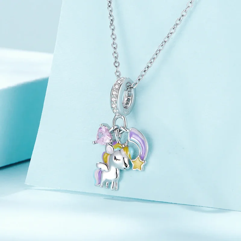 (immagine per) Pendente a forma di unicorno arcobaleno in stile Pandora - SCC2468 - Visualizza 2
