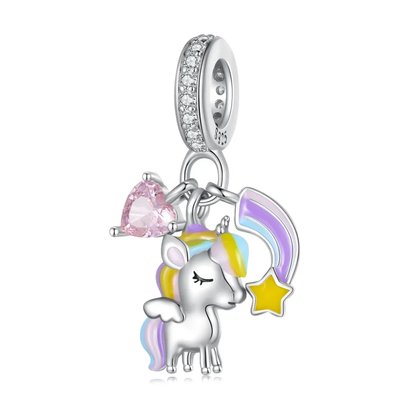 (immagine per) Pendente a forma di unicorno arcobaleno in stile Pandora - SCC2468 - Visualizza 3