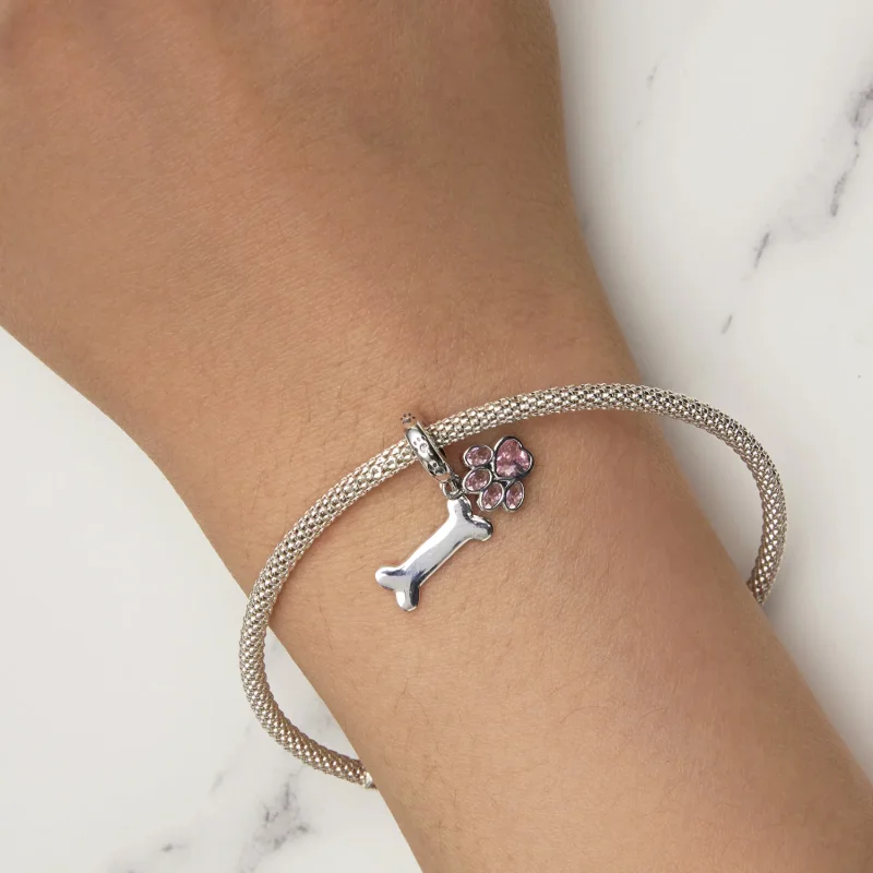 (immagine per) Pendente a forma di zampa di cane rosa stile Pandora con osso - SCC2127-PK - Visualizza 5