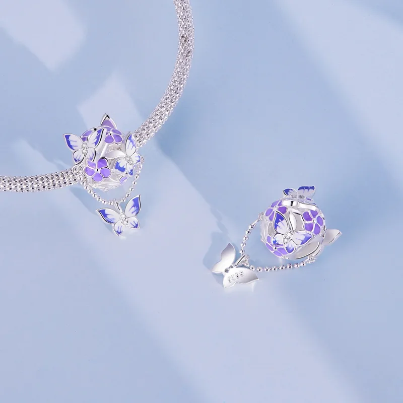 (immagine per) Pendente con farfalla e ciondolo a nappa nello stile di Pandora - SCC2460 - Visualizza 4