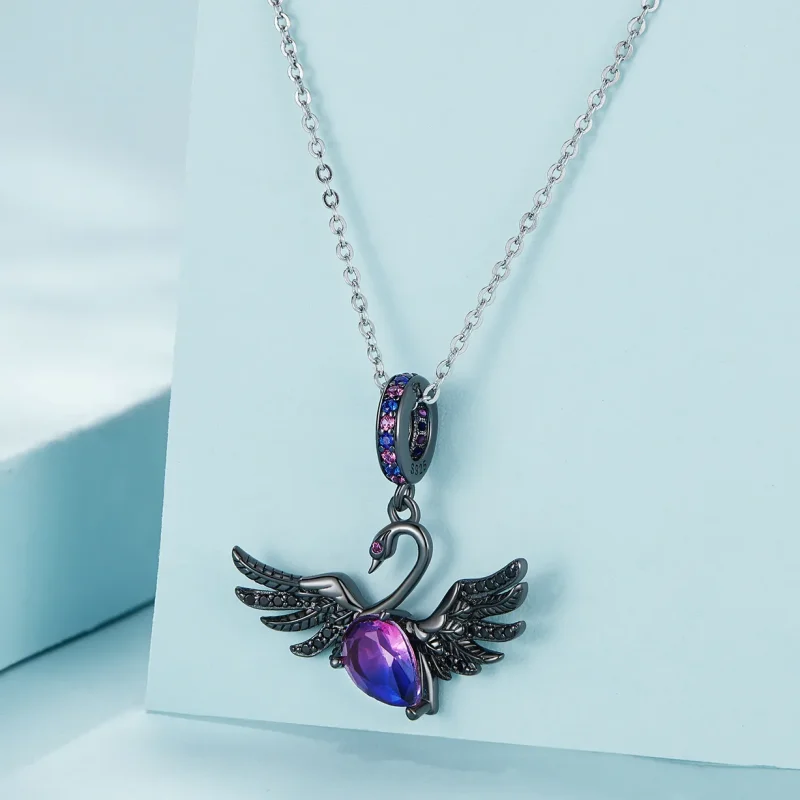 (immagine per) Pendente di stile Pandora con cigno nero - SCC2490 - Visualizza 2