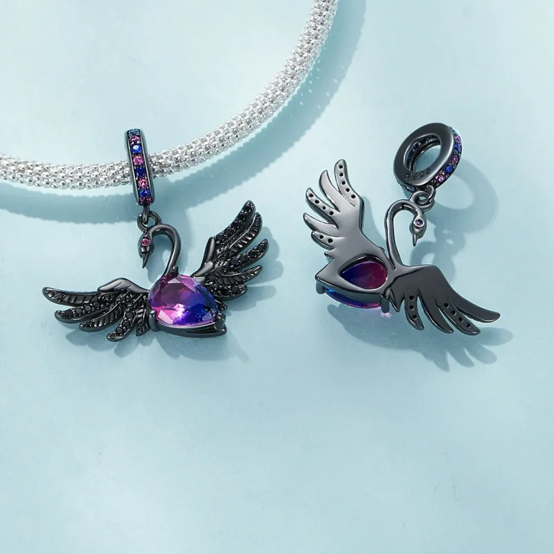 (immagine per) Pendente di stile Pandora con cigno nero - SCC2490 - Visualizza 4