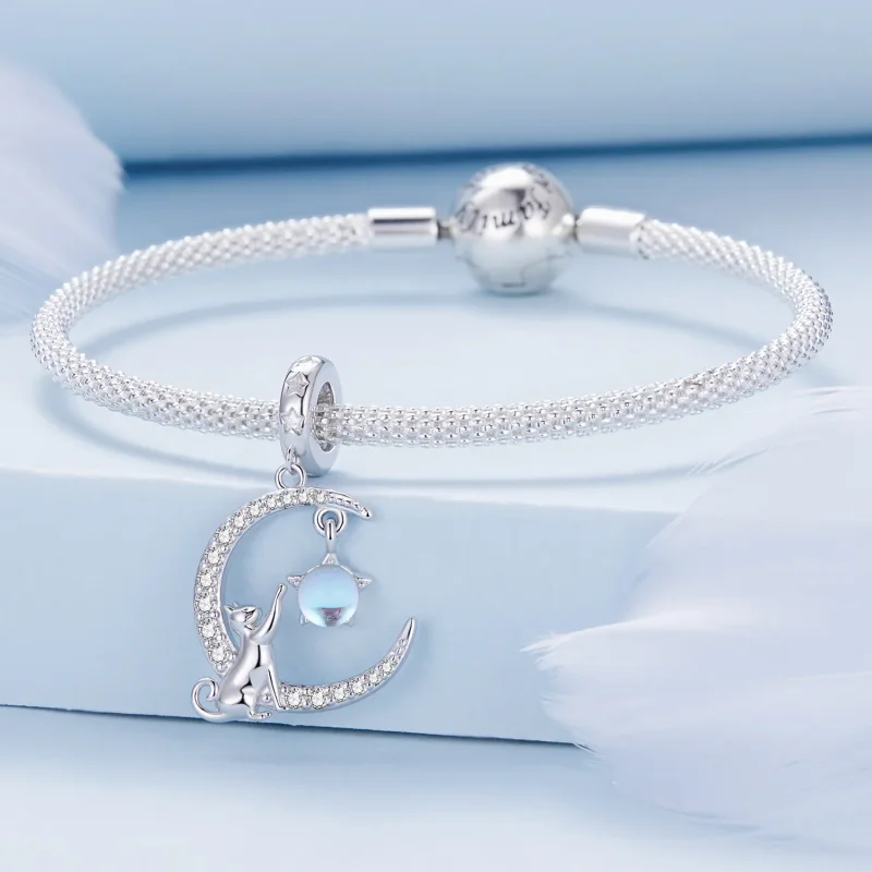 (immagine per) Pendente Luna Gatto Stile Pandora - BSC810 - Visualizza 3