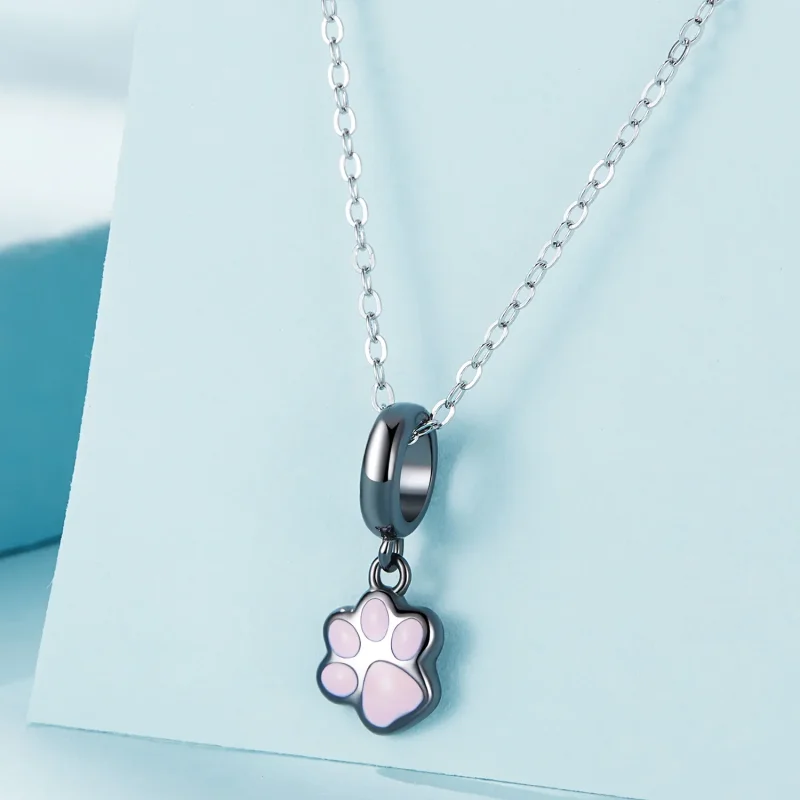 (immagine per) Pendente Mini Zampa di Gatto Nera Stile Pandora - SCC2476-D - Visualizza 2