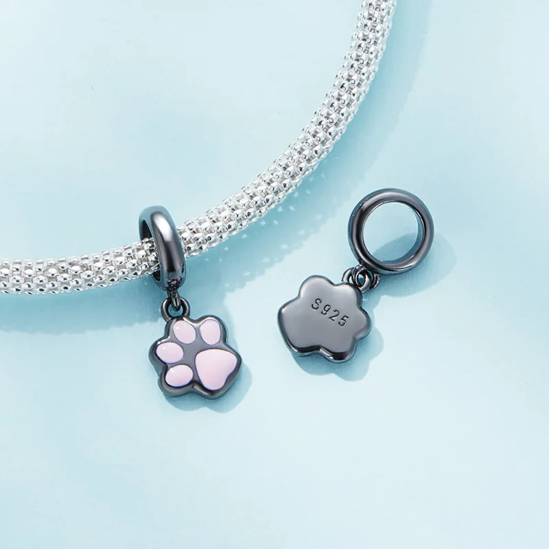(immagine per) Pendente Mini Zampa di Gatto Nera Stile Pandora - SCC2476-D - Visualizza 4