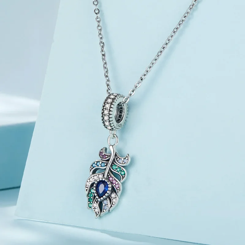 (immagine per) Pendente stile Pandora con piuma di pavone - SCC2590 - Visualizza 3