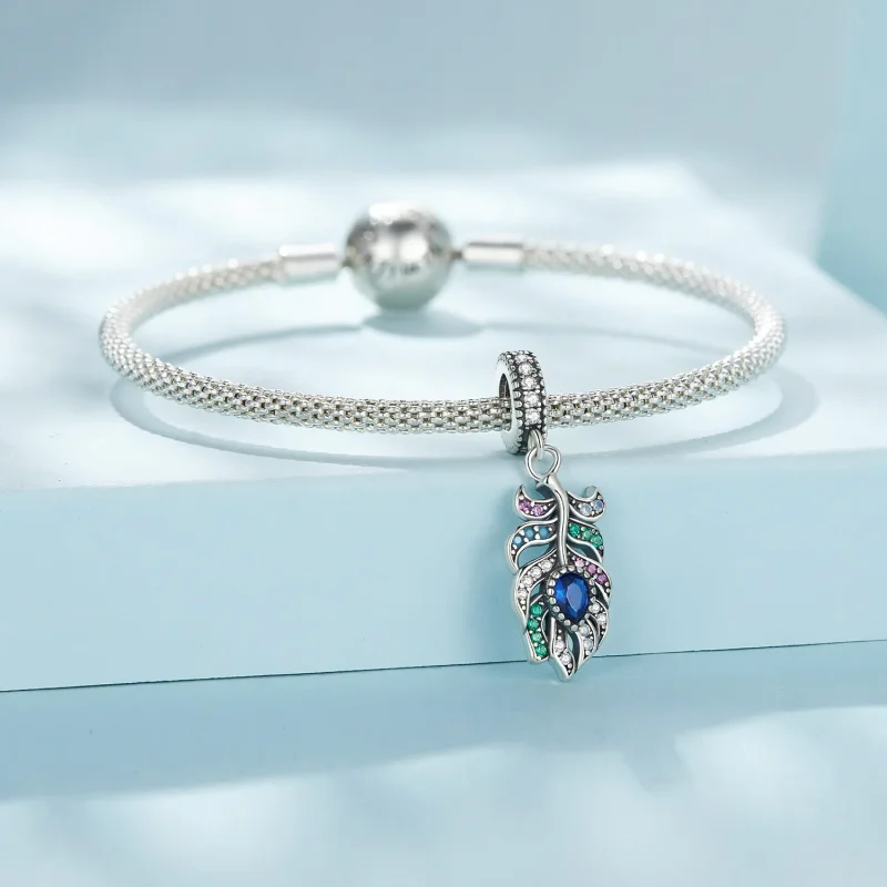 (immagine per) Pendente stile Pandora con piuma di pavone - SCC2590 - Visualizza 4