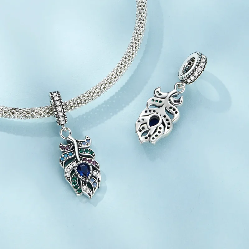 (immagine per) Pendente stile Pandora con piuma di pavone - SCC2590 - Visualizza 5