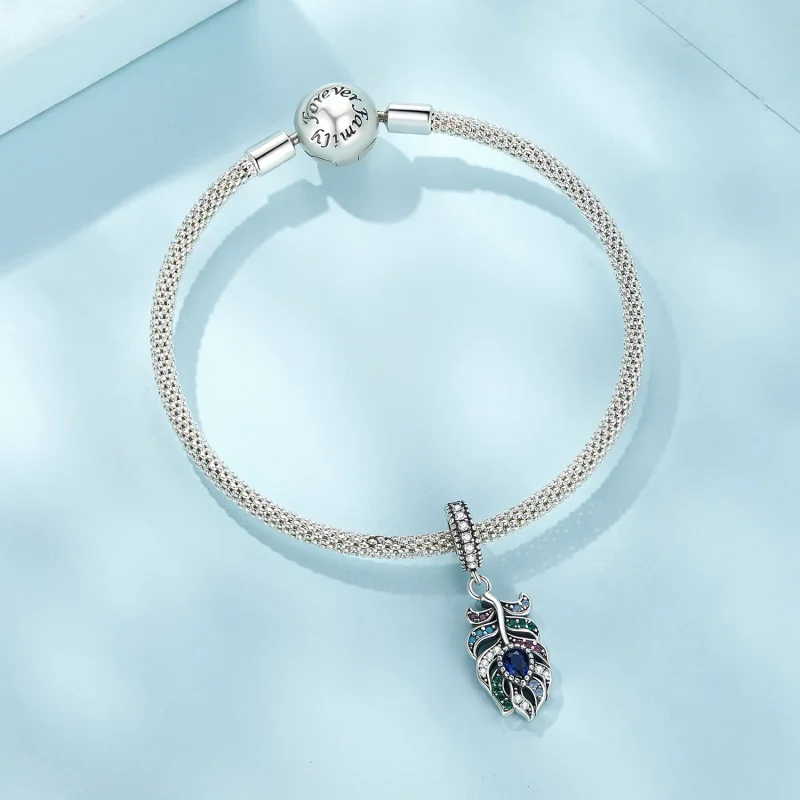 (immagine per) Pendente stile Pandora con piuma di pavone - SCC2590 - Visualizza 6