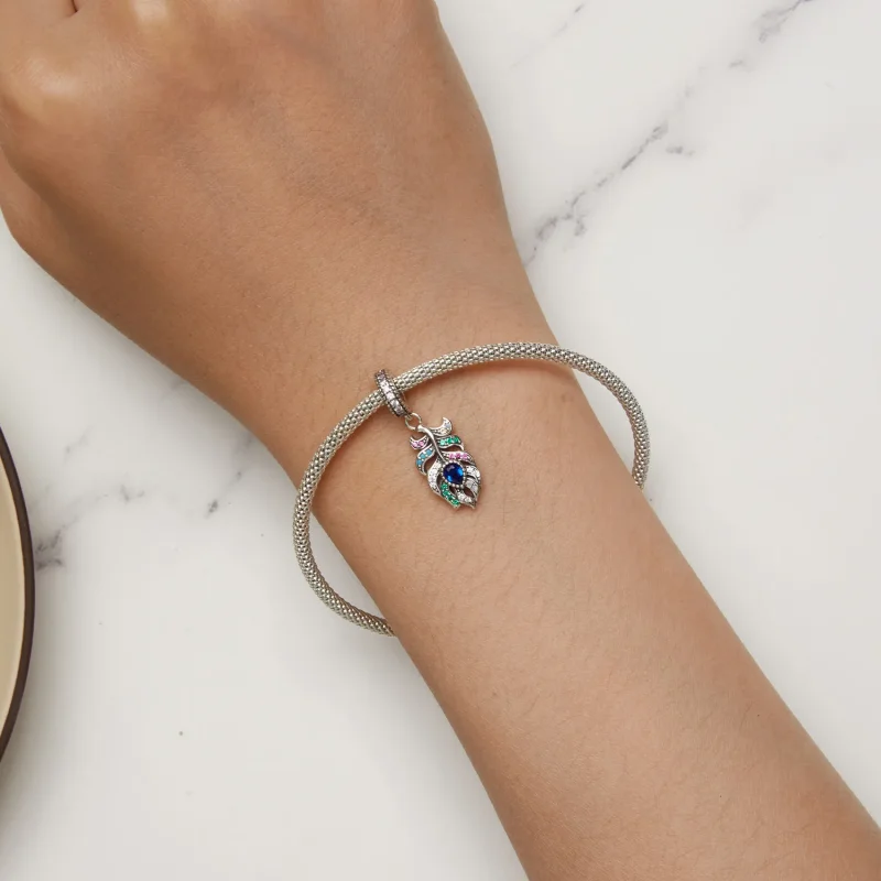 (immagine per) Pendente stile Pandora con piuma di pavone - SCC2590 - Visualizza 7
