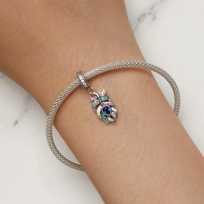 (immagine per) Pendente stile Pandora con piuma di pavone - SCC2590 - Visualizza 8