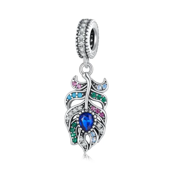 (immagine per) Pendente stile Pandora con piuma di pavone - SCC2590