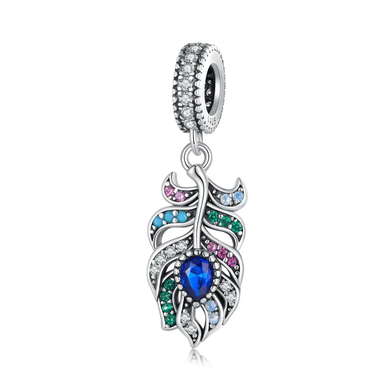 (immagine per) Pendente stile Pandora con piuma di pavone - SCC2590