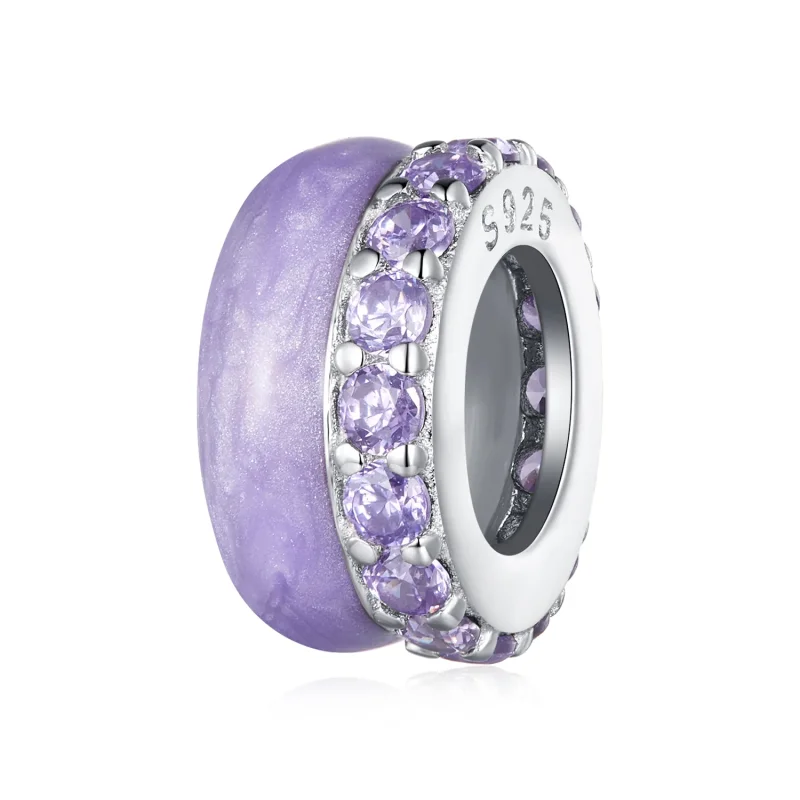 (immagine per) Stile Pandora doppio separatore in silicone a doppio strato viola - BSC883-VT