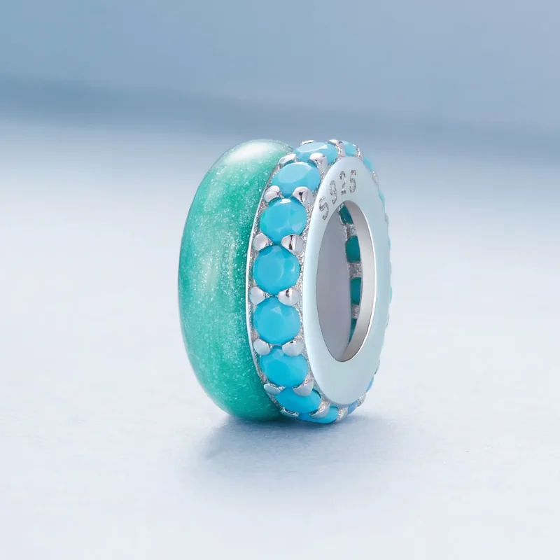 (immagine per) Stile Pandora, doppio strato di spaziatori in silicone blu - BSC883-TQ - Visualizza 2