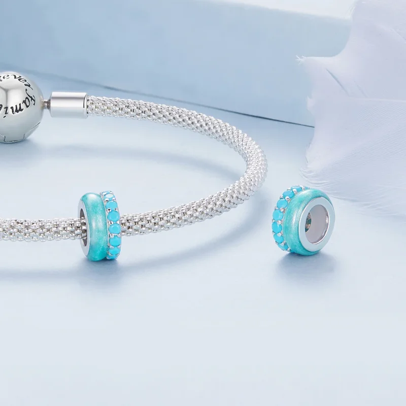 (immagine per) Stile Pandora, doppio strato di spaziatori in silicone blu - BSC883-TQ - Visualizza 4