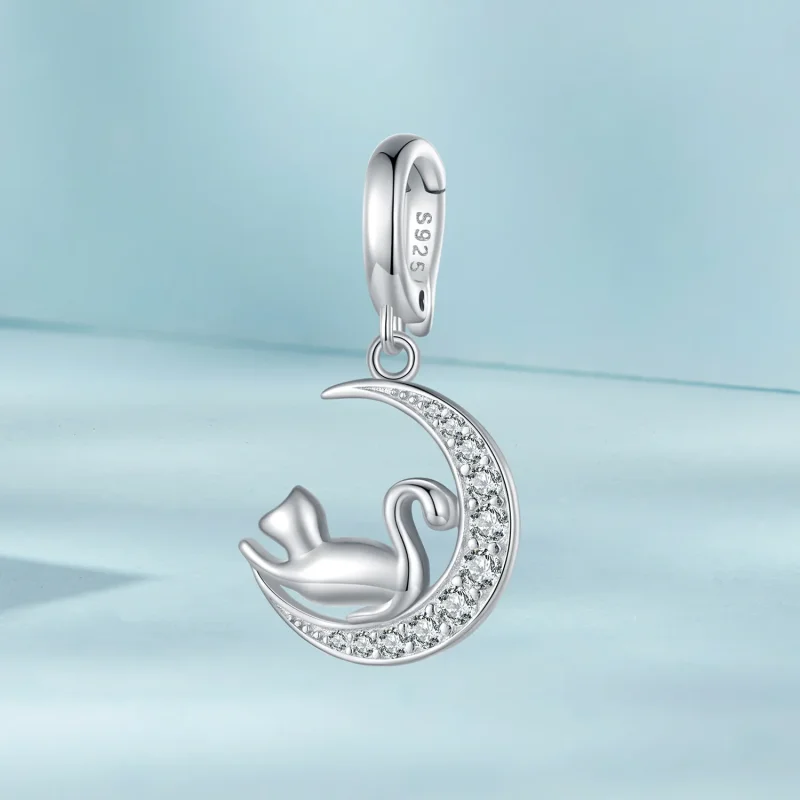 (immagine per) Stile Pandora Luna e Gatto Dangle - SCC2571 - Visualizza 2
