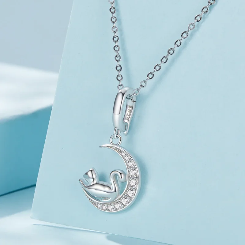 (immagine per) Stile Pandora Luna e Gatto Dangle - SCC2571 - Visualizza 3