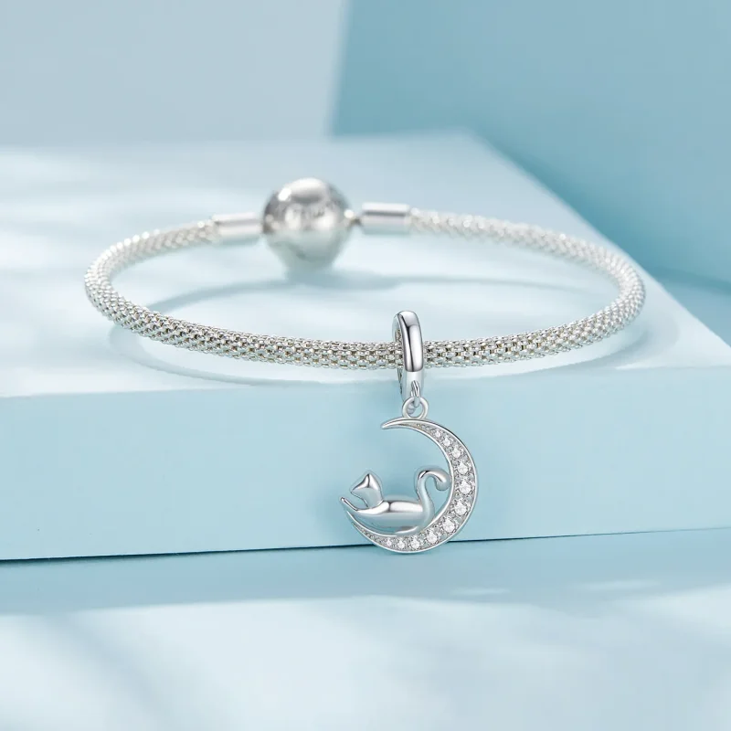 (immagine per) Stile Pandora Luna e Gatto Dangle - SCC2571 - Visualizza 4