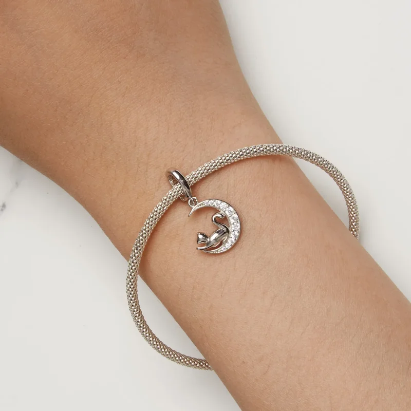 (immagine per) Stile Pandora Luna e Gatto Dangle - SCC2571 - Visualizza 8