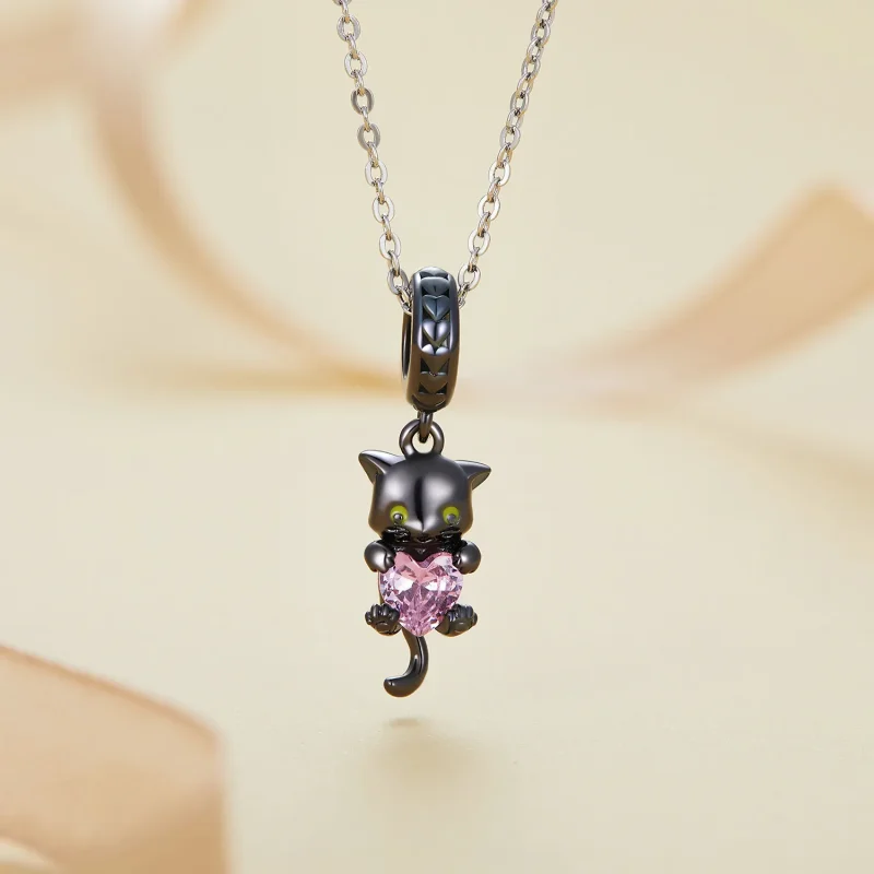 (immagine per) Stile Pandora Piccolo Ciondolo Gatto Nero - BSC800 - Visualizza 3