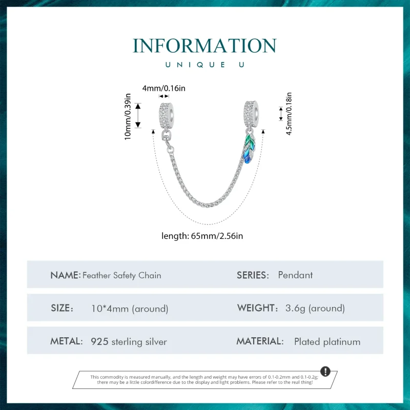 (immagine per) Stile Pandora Piuma Catena sicura - BSC914 - Visualizza 4