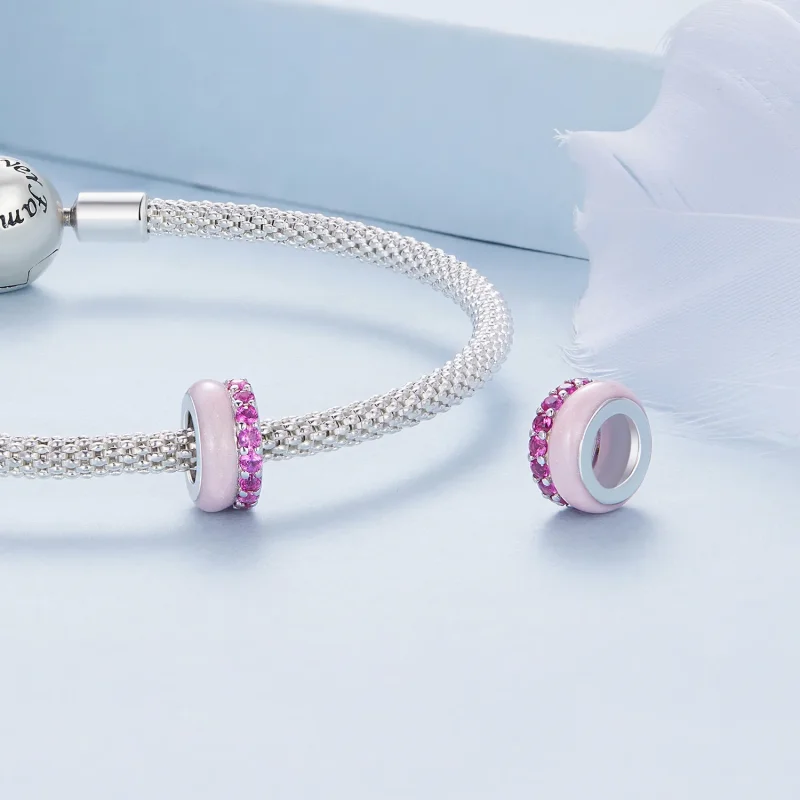(immagine per) Stile Pandora Rosa Doppio Strato Spaziatore in Silicone - BSC883-PK - Visualizza 4