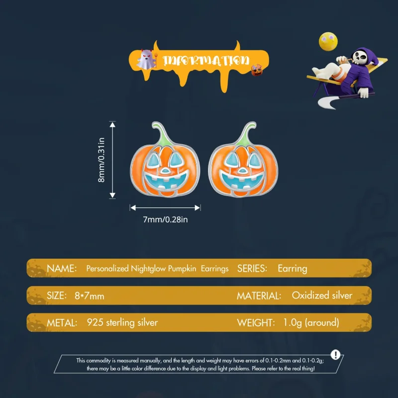 (immagine per) Studi personalizzati a forma di zucca che brillano al buio in stile Pandora - SC - Visualizza 6