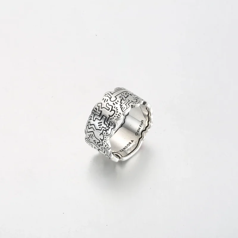 (immagine per) Anello largo Keith Haring™ x Pandora Line Art Love & People - 192222C01 - Visualizza 3