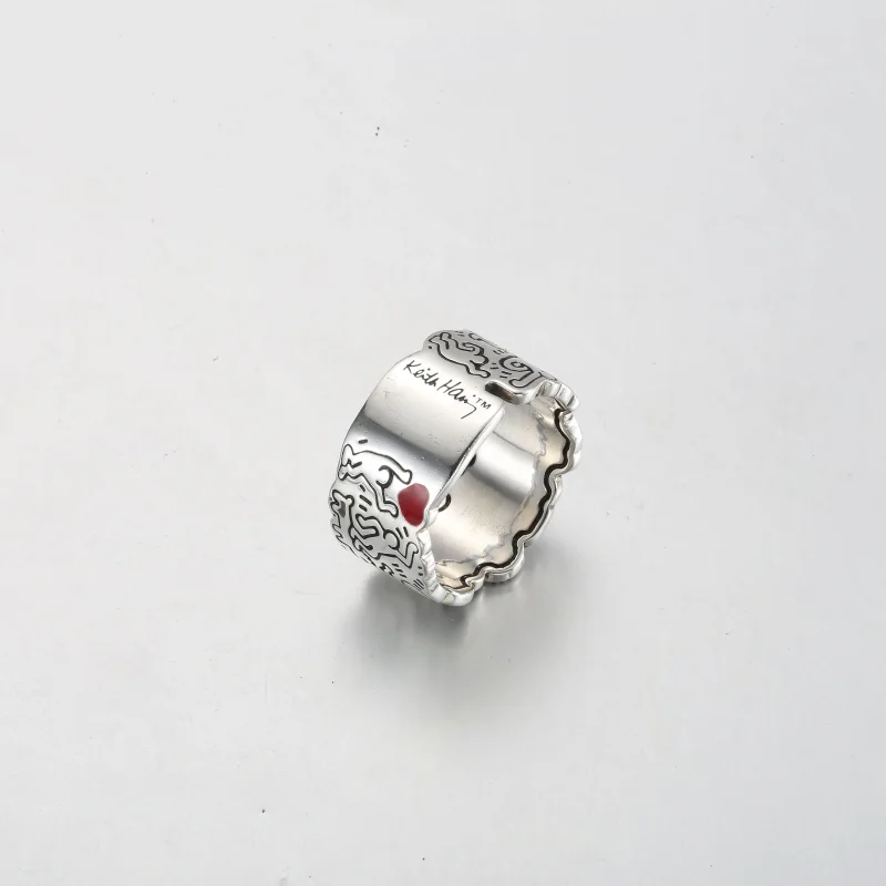 (immagine per) Anello largo Keith Haring™ x Pandora Line Art Love & People - 192222C01 - Visualizza 4