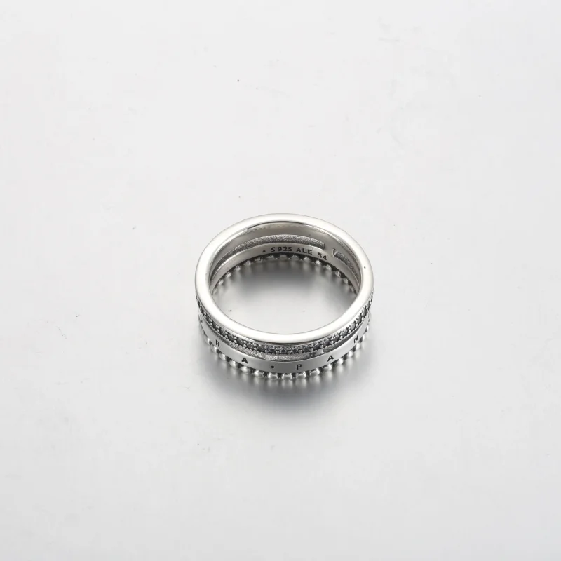 (immagine per) Anello Pandora con logo pavé e perline - 192312C01 - Visualizza 3