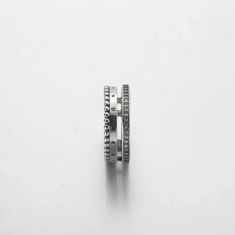 (immagine per) Anello Pandora con logo pavé e perline - 192312C01 - Visualizza 4